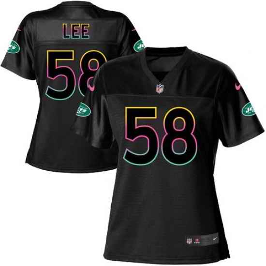 Nike Jets #58 Darron Lee Black Womens NFL Fashion Game Jersey